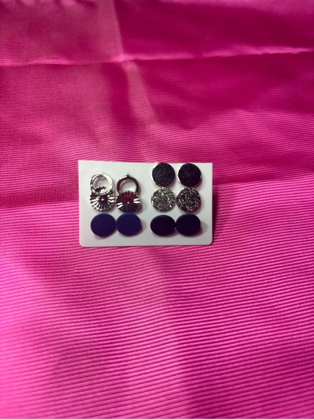 6 New Mixed Stud Earring Set in Silver & Navy